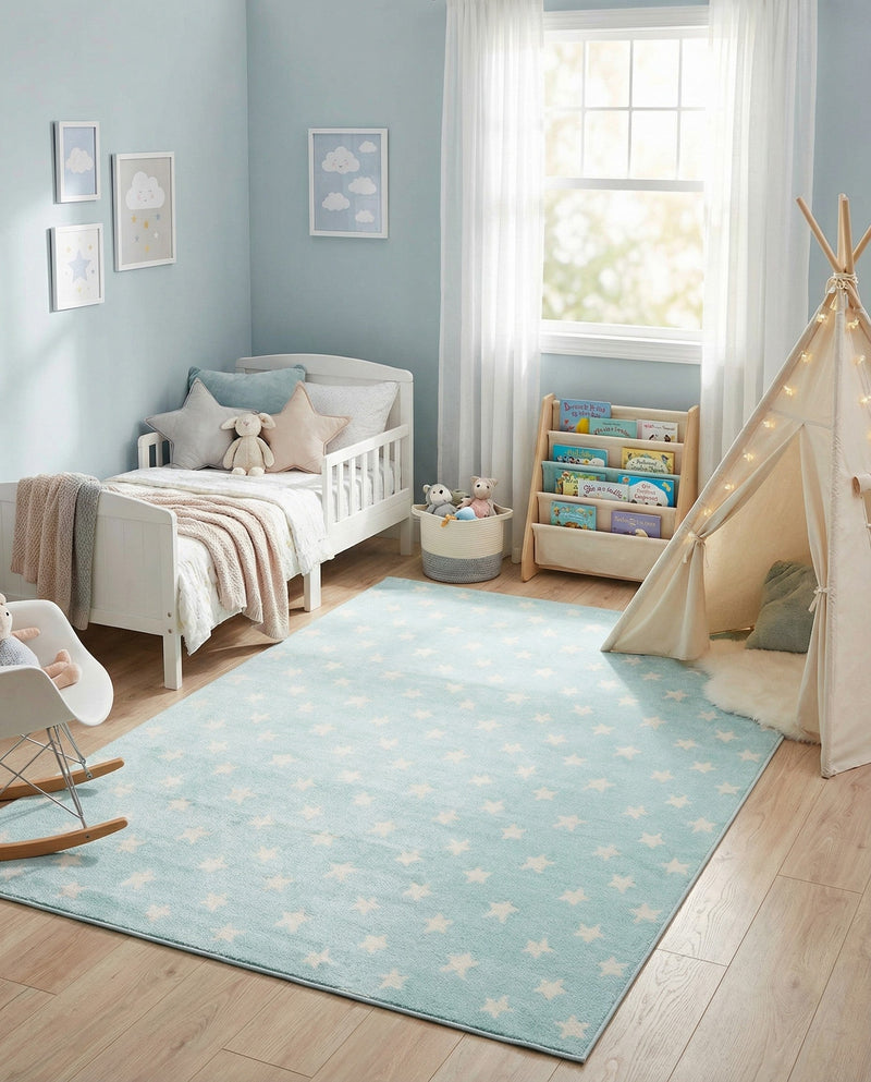 Wonder Tykes Collection Area Rug -  Mosaic Rectangle Clear Blue  lifestyle 29