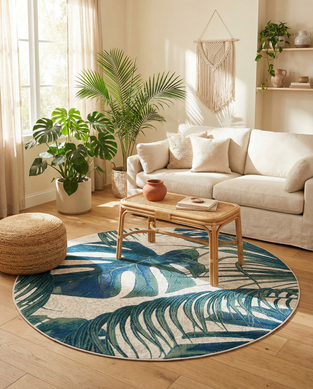 Meadow Breeze Collection Area Rug -  Clover Round Ivory  lifestyle 79