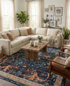 Seville Stripes Collection Area Rug -  Malaga (Navy Blue) Rectangle Navy Blue  lifestyle 9