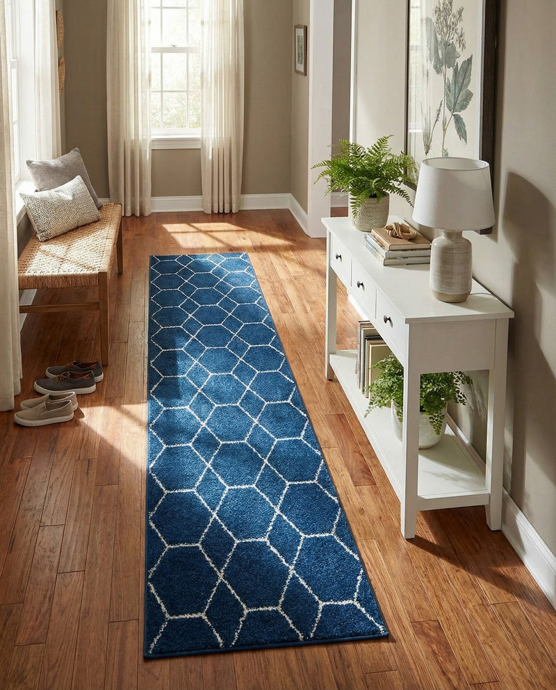 Trellis Mosaic Collection Area Rug - Arborville (Navy Blue) Runner Navy Blue  lifestyle 46