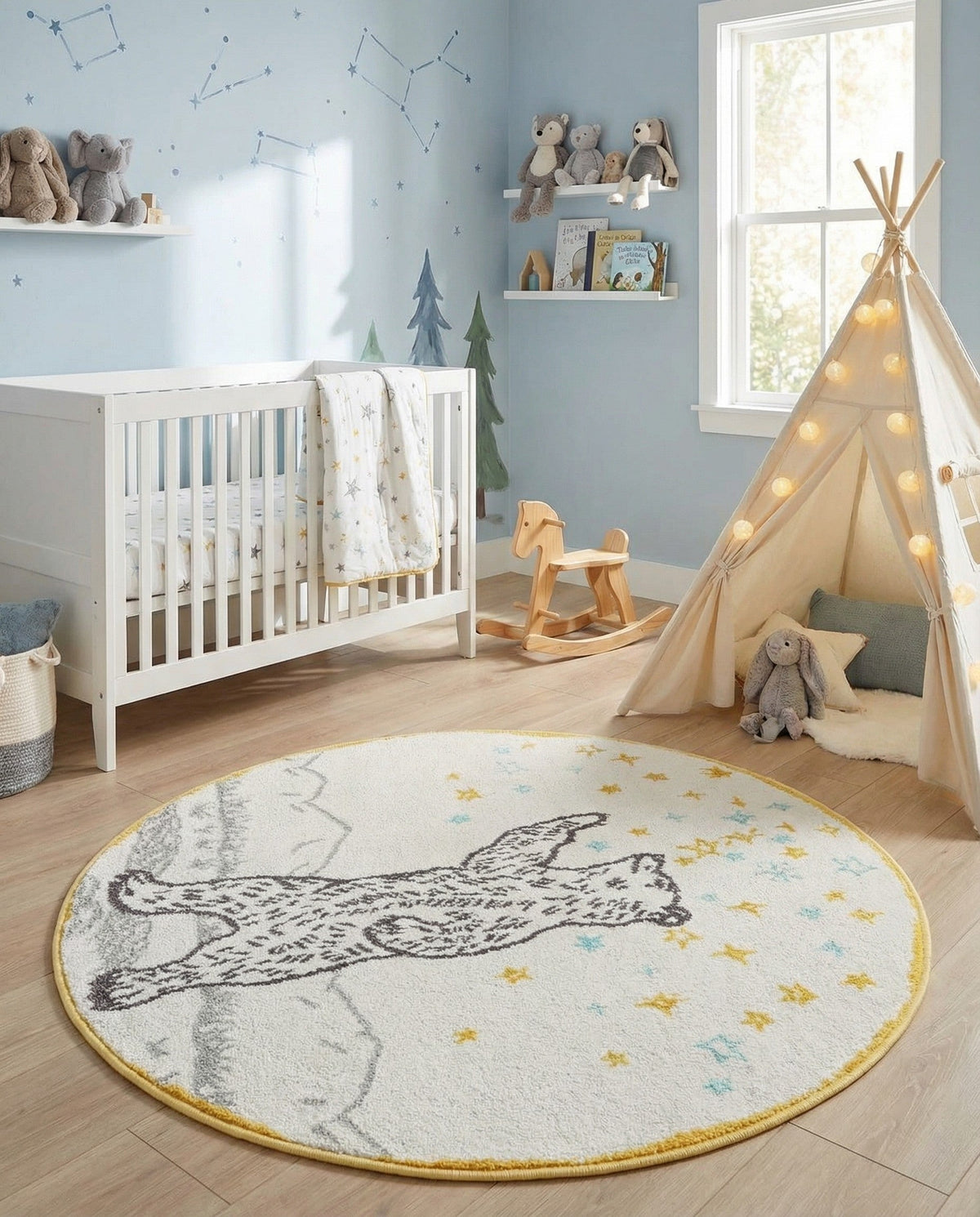 Wonder Tykes Collection Area Rug -  Pixie Round Ivory and Gray  lifestyle 33