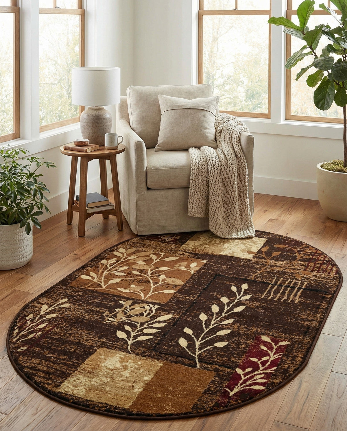 Bistro Lounge Collection Area Rug -  Affogato Oval Brown  lifestyle 127