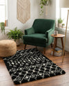 Berber Lattice Shag Collection Area Rug - Atlas (Black and White) Rectangle Black and White  lifestyle 4