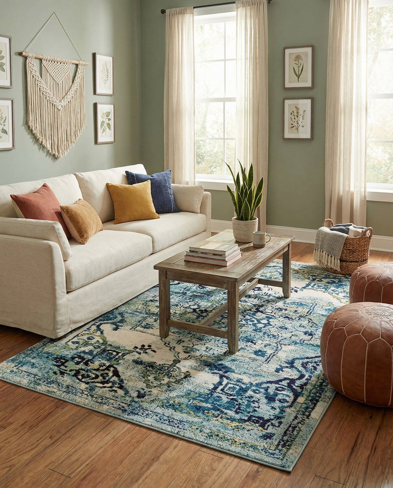 Chateau Elegance Collection Area Rug -  Riviera Rectangle Blue  lifestyle 14