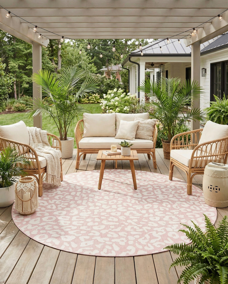 Savannah Escape Collection Area Rug -  Amazon (Pink Ivory) Round Pink Ivory  lifestyle 38