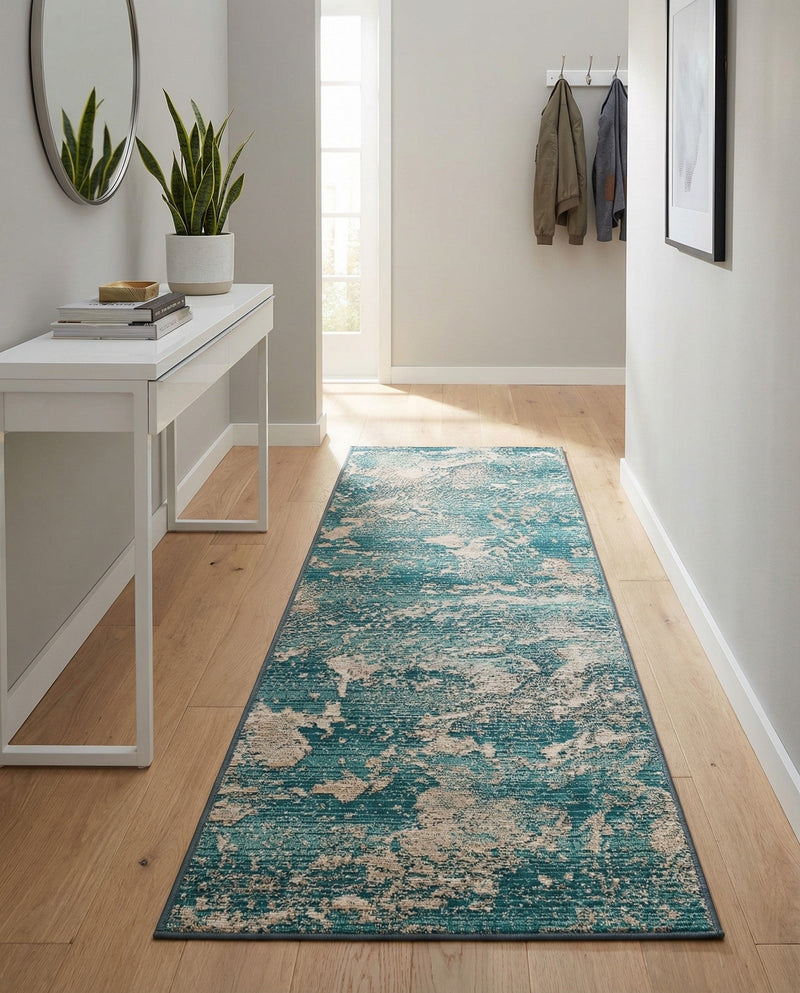 Urban Terrace Collection Area Rug -  Gazebo Runner Aqua Blue  lifestyle 55