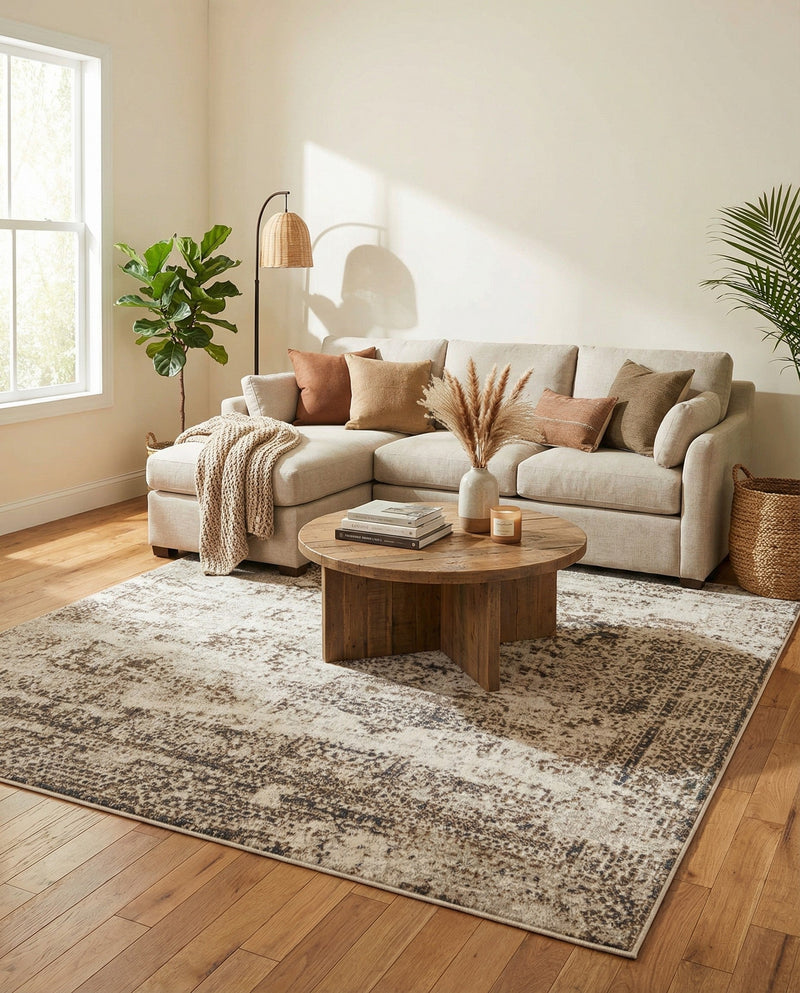Gobi Sands Collection Area Rug -  Badain Square Cream  lifestyle 80