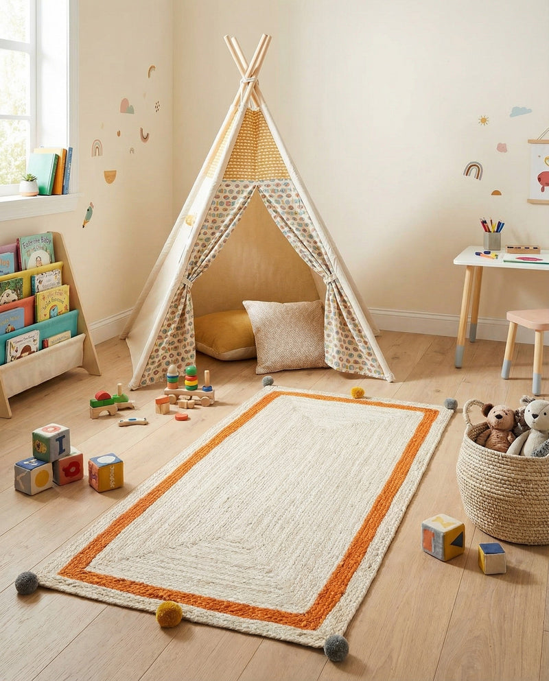Playful Threads Jute Collection Area Rug - Tanglewood Runner White  lifestyle 64