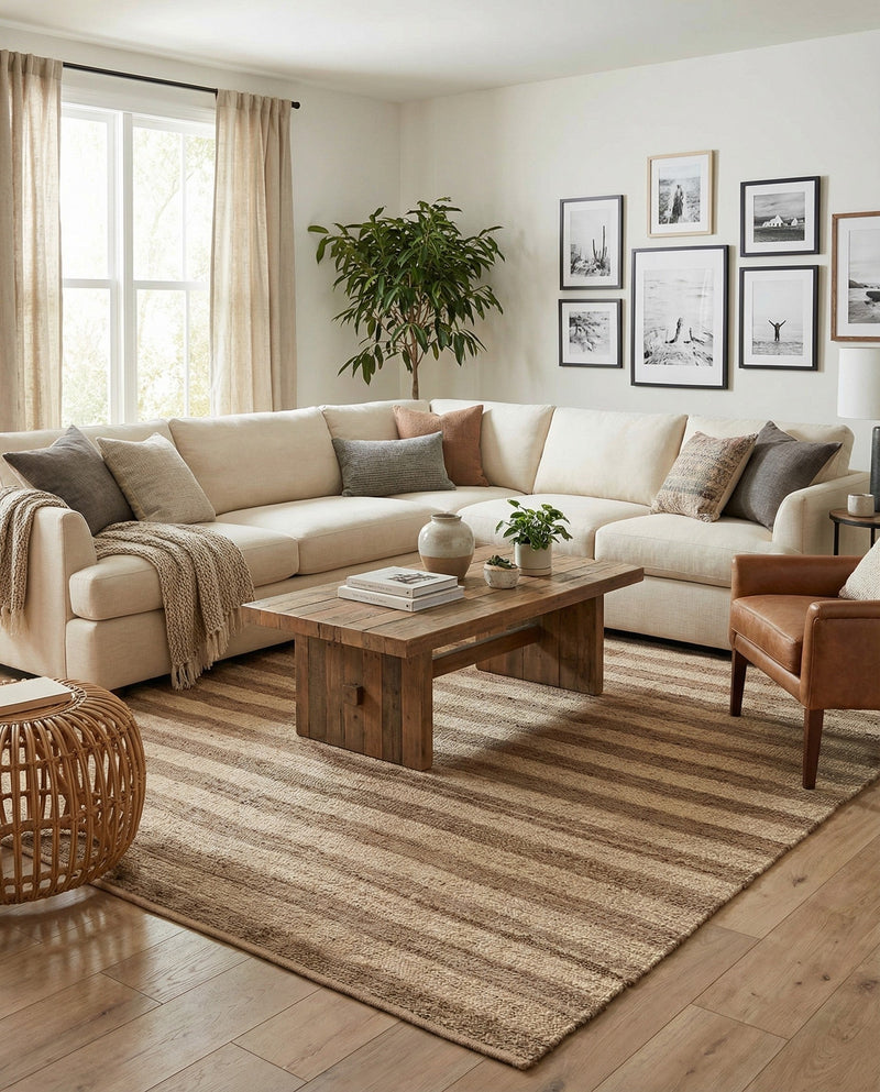 Woven Seaside Jute Collection Area Rug - Nantucket Rectangle Natural Ivory  lifestyle 5
