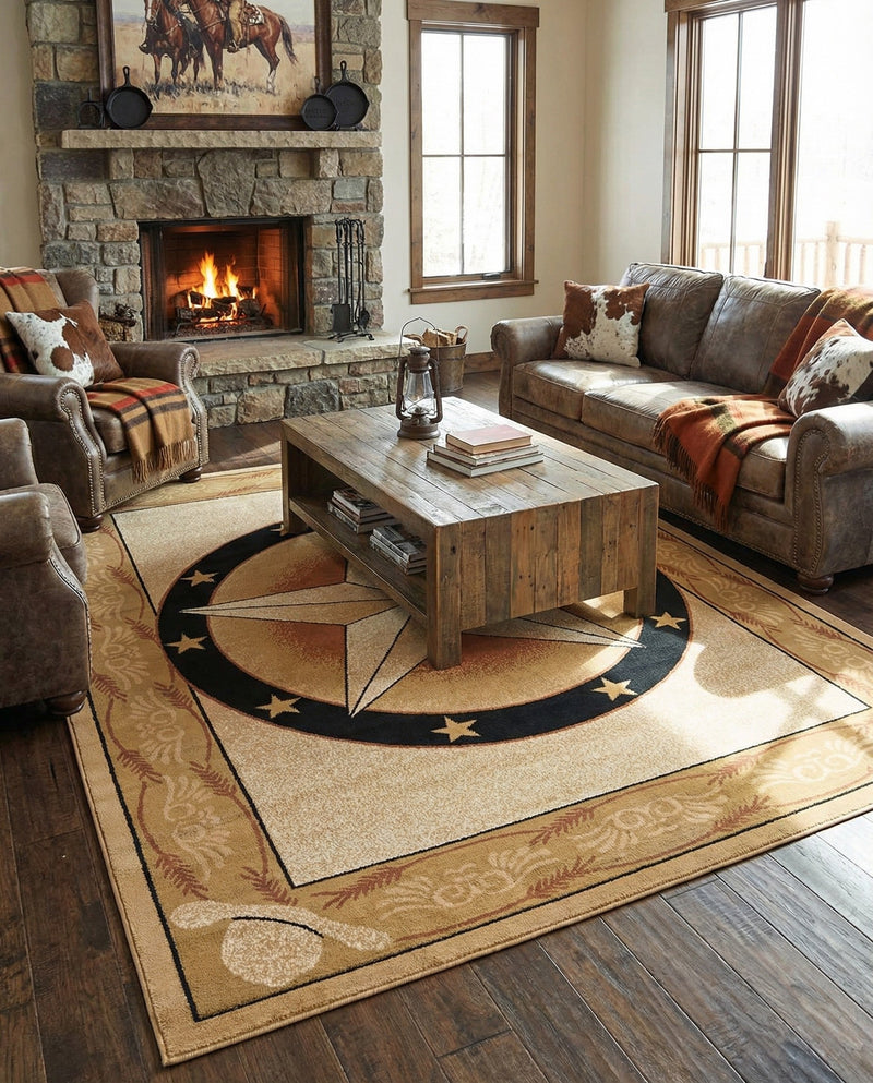Frontier Trails Collection Area Rug - Redwood Rectangle Ivory Brown  lifestyle 22