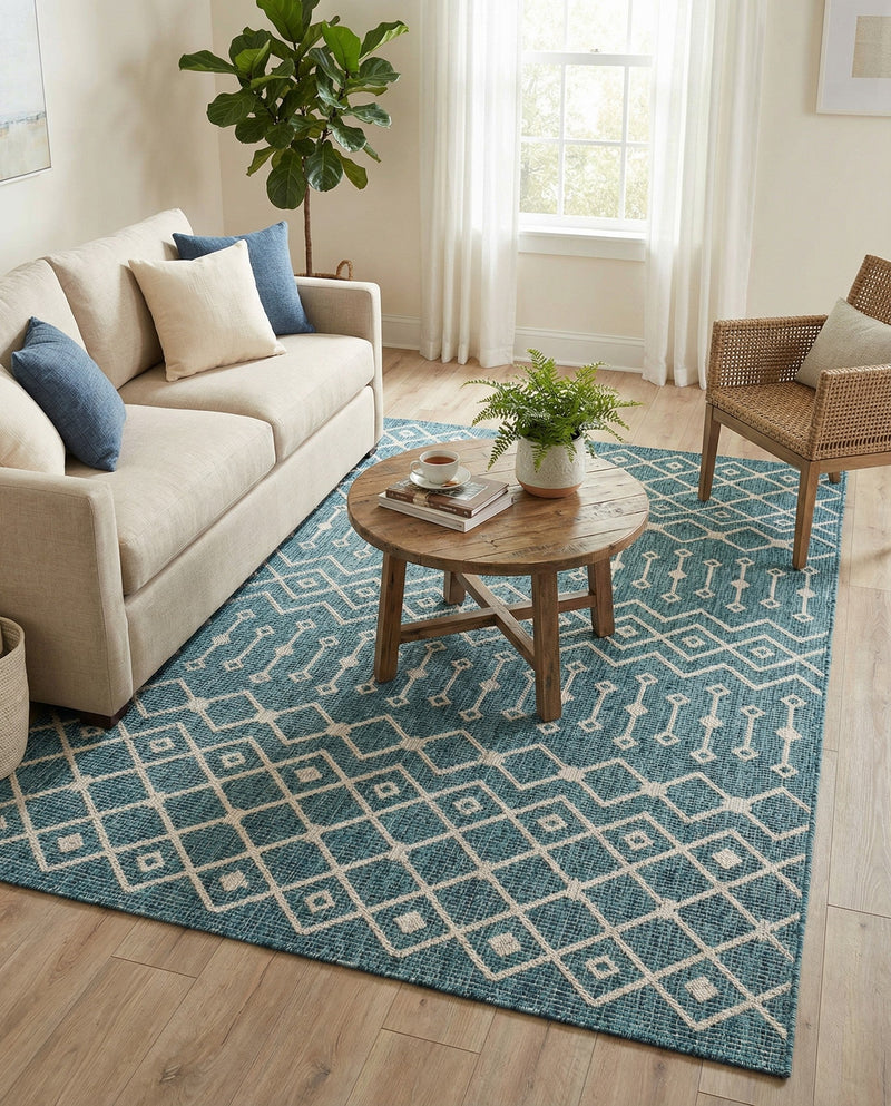 Savannah Pergola Collection Area Rug -  Pergola (Teal) Rectangle Teal  lifestyle 16