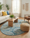 Arcadia Rugs Collection Area Rug -  Atlantis (Gray and Blue) Oval Gray and Blue  lifestyle 64