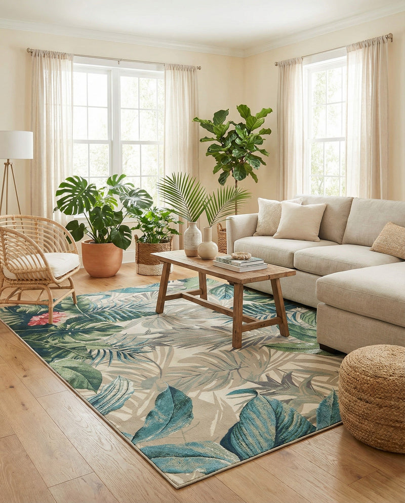 Seaside Blooms Collection Area Rug -  Paradise Rectangle Multi  lifestyle 50