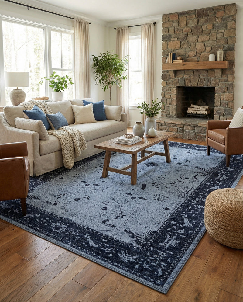 Horizon Collection Area Rug -  Apex (Blue) Rectangle Blue  lifestyle 11