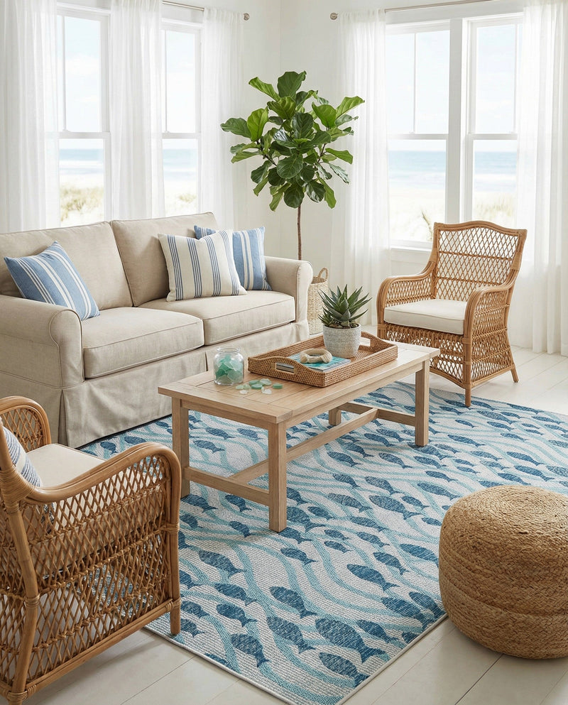 Seaside Haven Rugs Collection Area Rug -  Harbor Rectangle Blue  lifestyle 6