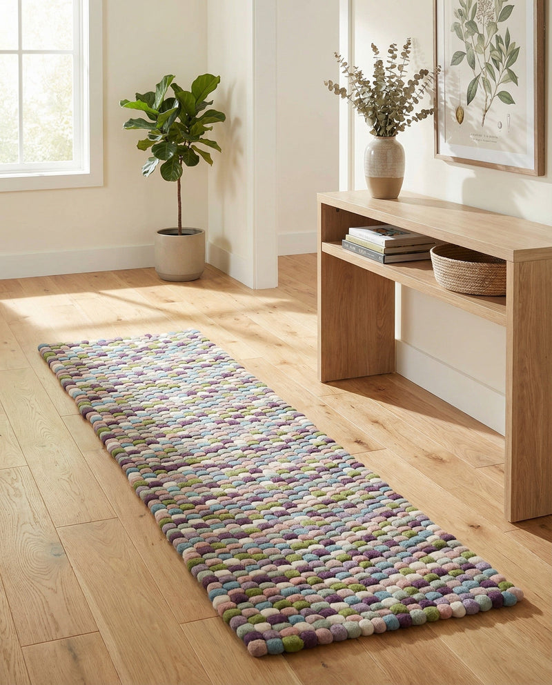 Woolen Sphere Collection Area Rug - Orbsburg (Pink and Purple) Runner Pink and Purple  lifestyle 67