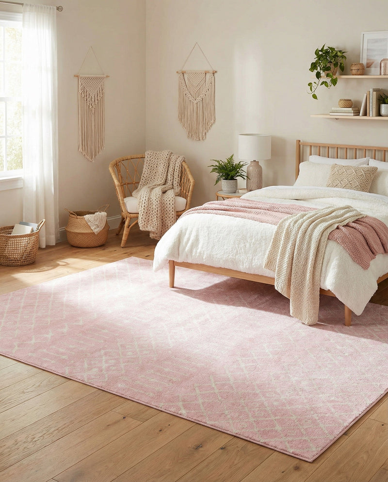 Mediterranean Lattice Collection Area Rug - Santorini (Pink) Rectangle Pink  lifestyle 8