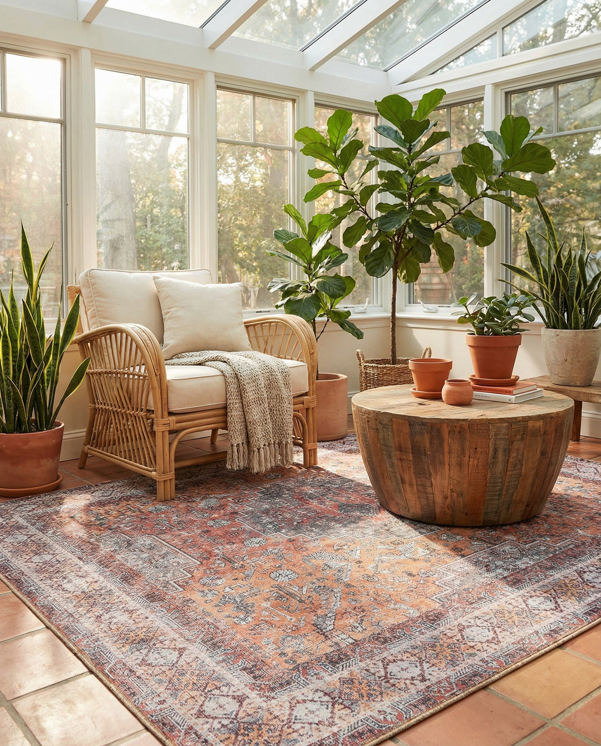 Heritage Elegance Collection Area Rug -  Uffizi Square Rust Red  lifestyle 115