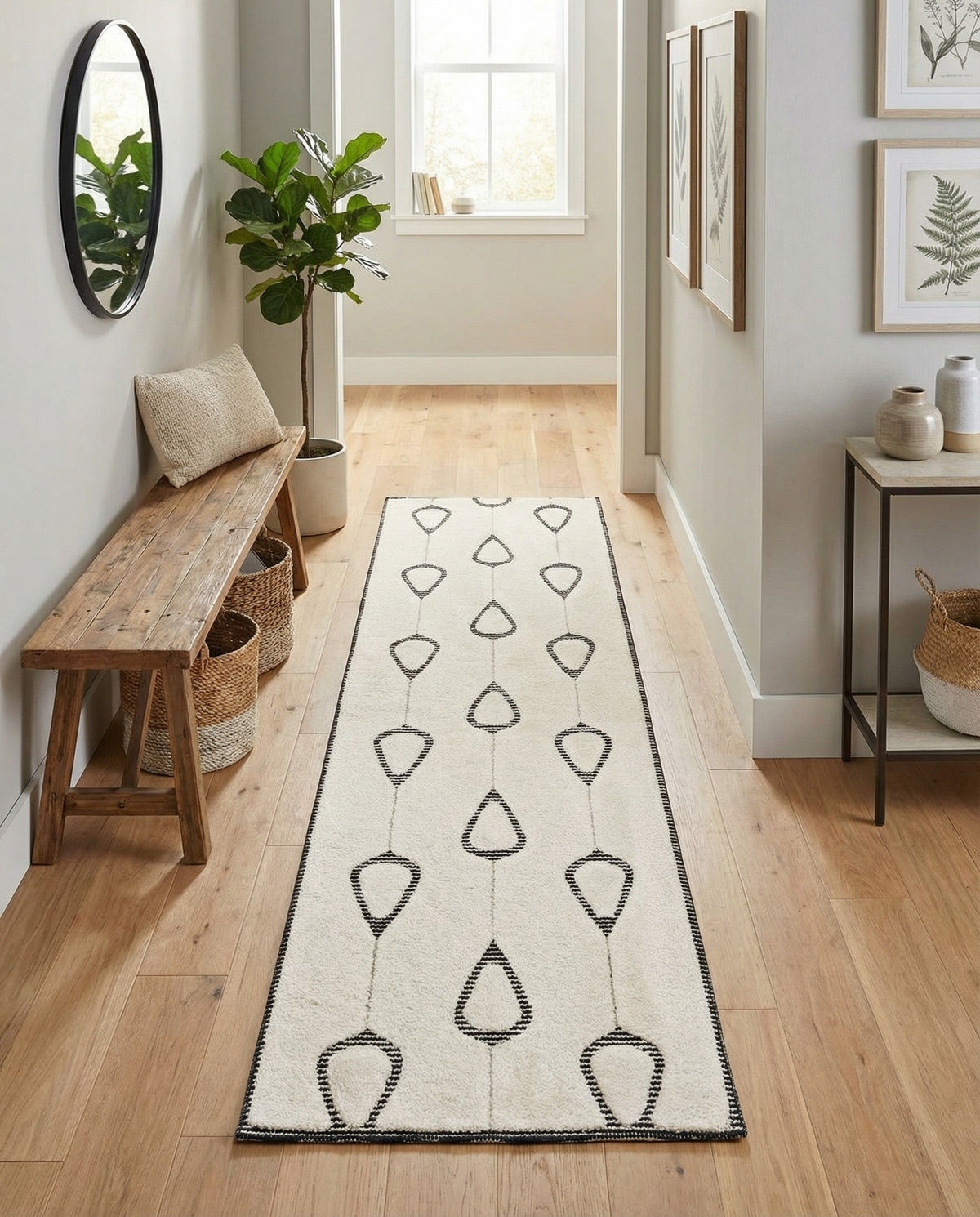 Monochrome Collection Area Rug -  Marble Runner Ivory White  lifestyle 82