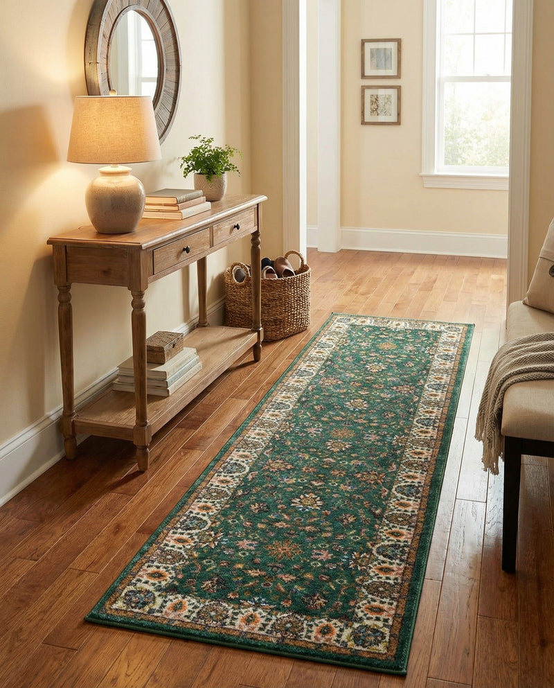 Casablanca Tapestry Collection Area Rug -  Marrakech (Emerald Green) Runner Emerald Green  lifestyle 49