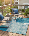Urban Terrace Collection Area Rug -  Courtyard Rectangle Blue and Ivory  lifestyle 4