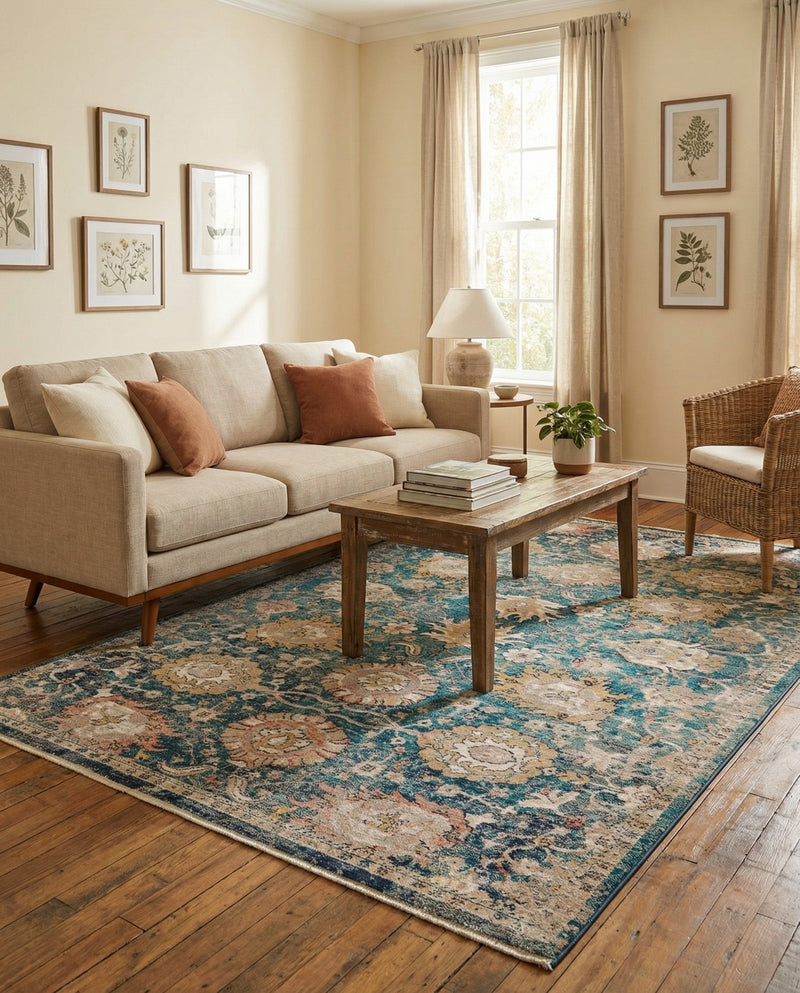 Seville Stripes Collection Area Rug -  Cordoba (Blue) Rectangle Blue  lifestyle 10
