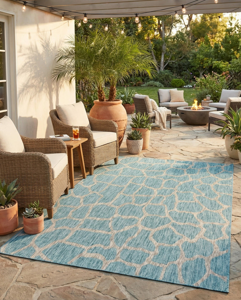 Savannah Escape Collection Area Rug -  Rainforest Rectangle Light Aqua  lifestyle 13