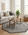 Tribal Terrace Treasures Collection Area Rug -  Incan Isle (Charcoal Gray) Octagon Charcoal Gray  lifestyle 37