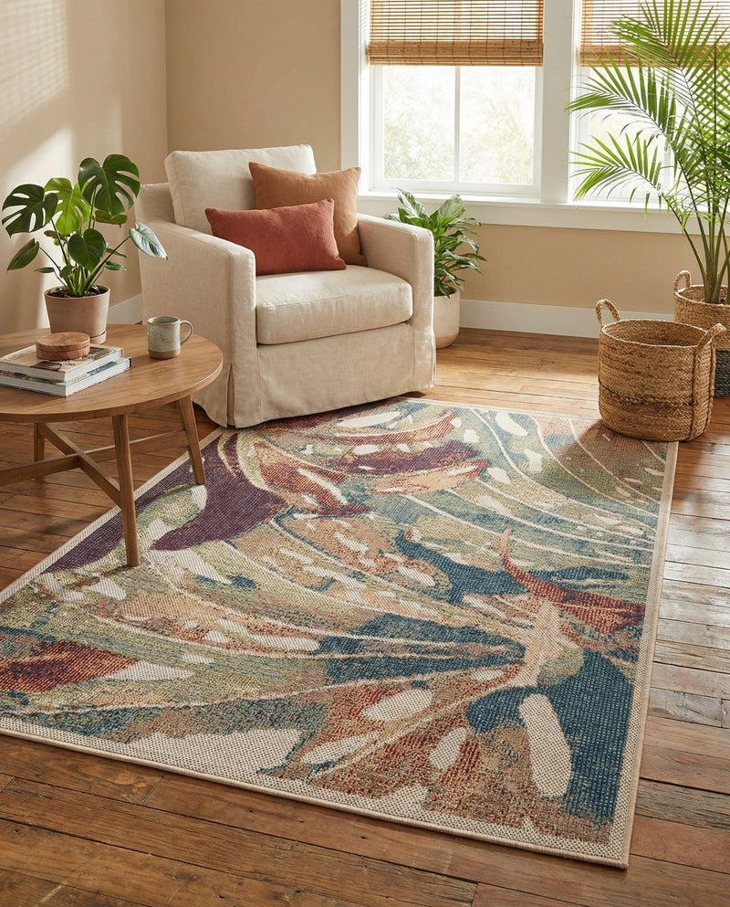 Coastal Terrace Collection Area Rug -  Wavecrest Rectangle Multi  lifestyle 20