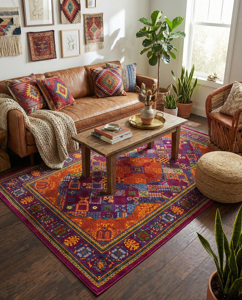 Caribbean Cove Collection Area Rug -  Mustique Rectangle Fuchsia  lifestyle 32