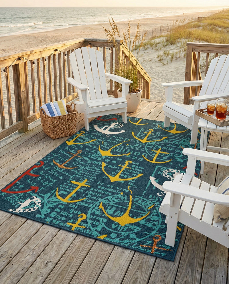 Seaside Haven Rugs Collection Area Rug -  Lighthouse Rectangle Navy Blue  lifestyle 4