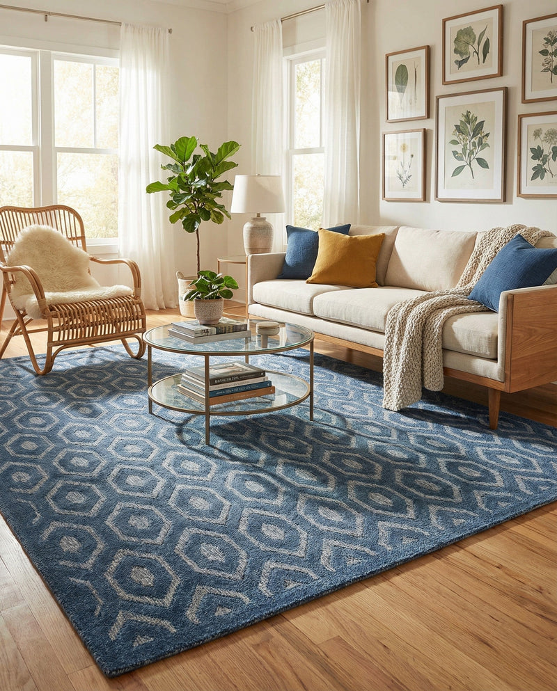 Garden Lattice Charm Collection Area Rug - Arbor (Navy Blue) Rectangle Navy Blue  lifestyle 4