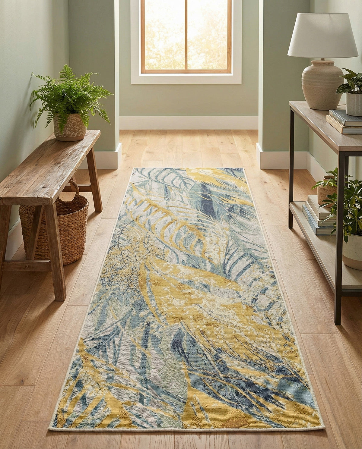 Seaside Blooms Collection Area Rug -  Blossom Runner Gray Ivory Yellow  lifestyle 86