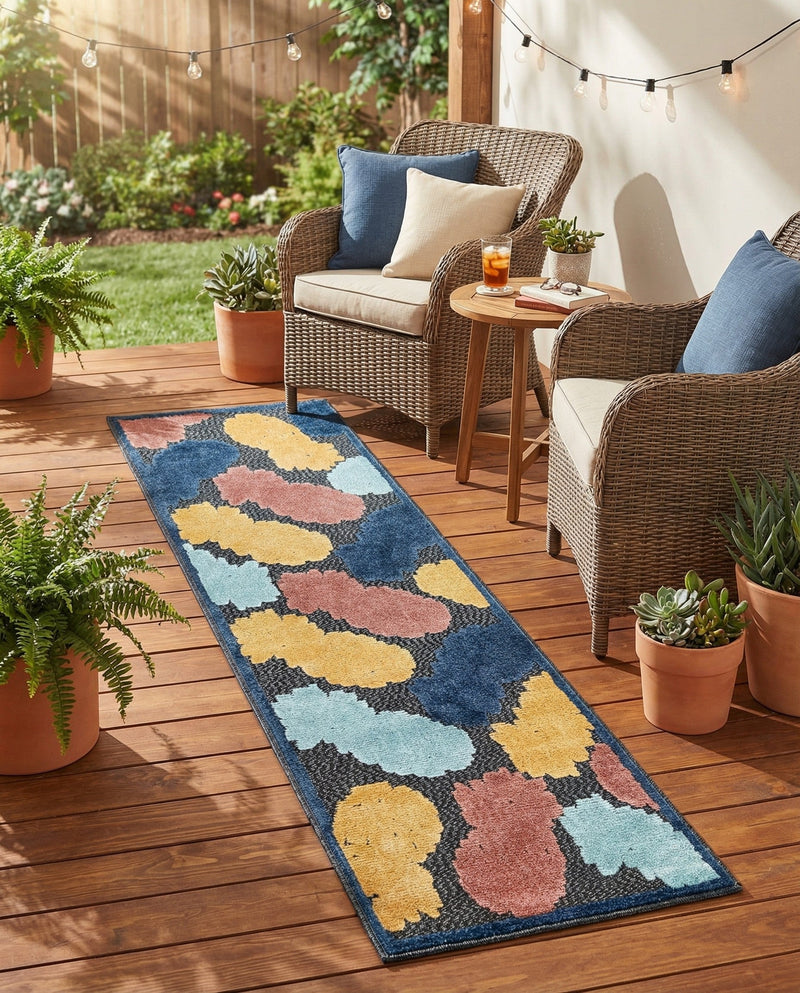 Caribbean Terrace Collection Area Rug -  Nevis Runner Black  lifestyle 77