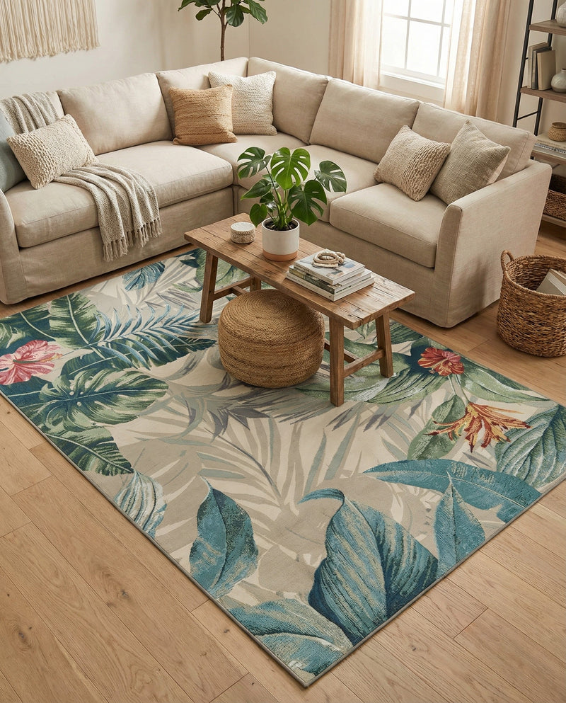 Seaside Blooms Collection Area Rug -  Paradise Rectangle Multi  lifestyle 26