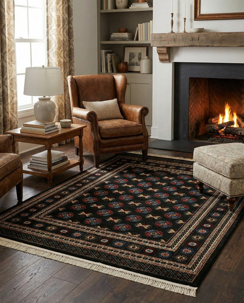 Samarkand Elegance Collection Area Rug -  Margilan (Dark Green) Rectangle Dark Green  lifestyle 4