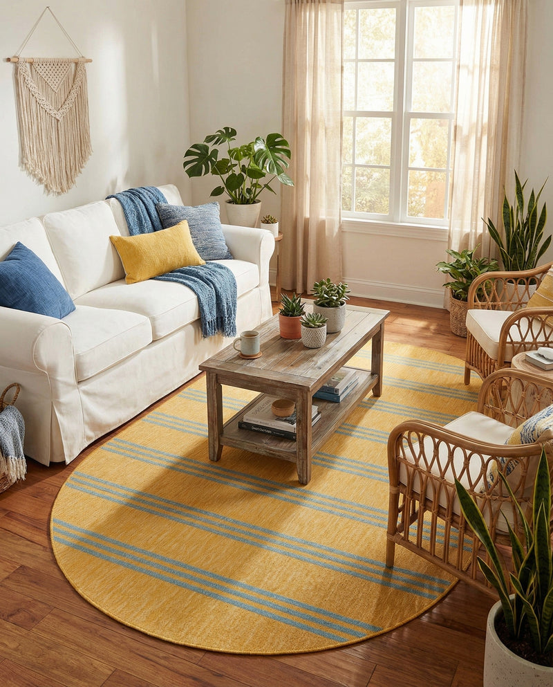 Urban Oasis Rugs Collection Area Rug -  District (Yellow and Aqua) Oval Yellow and Aqua  lifestyle 45