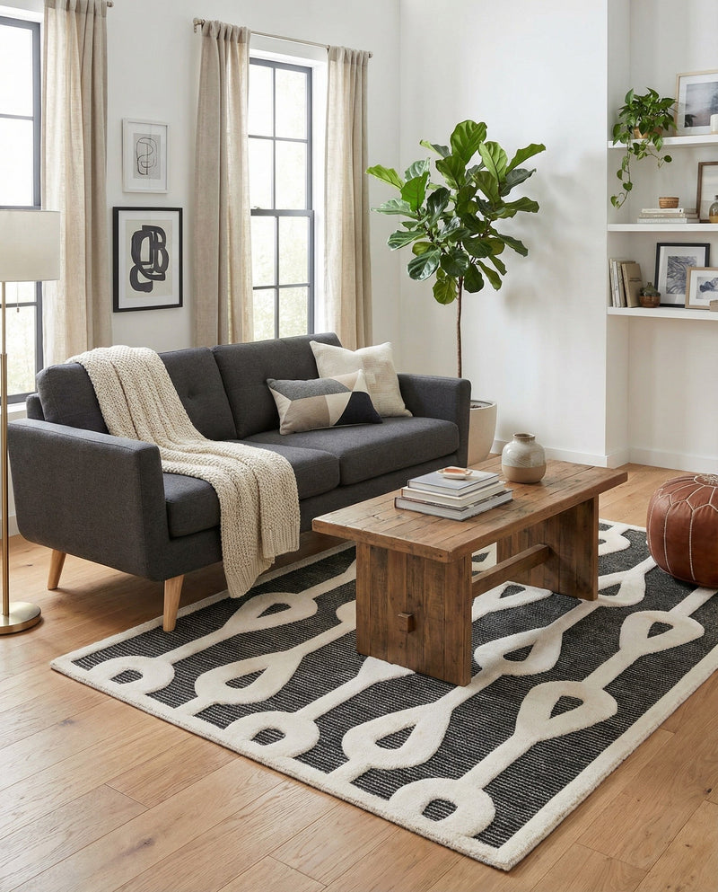 Monochrome Collection Area Rug -  Marble Rectangle Gray  lifestyle 9