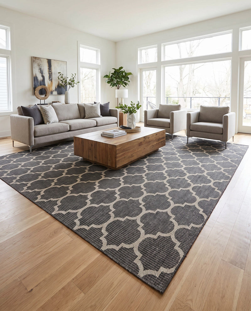 Savannah Pergola Collection Area Rug - Arbor (Black) Square Black  lifestyle 89