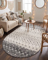 Mediterranean Lattice Collection Area Rug -  Casablanca (Ivory and Gray) Oval Ivory and Gray  lifestyle 87