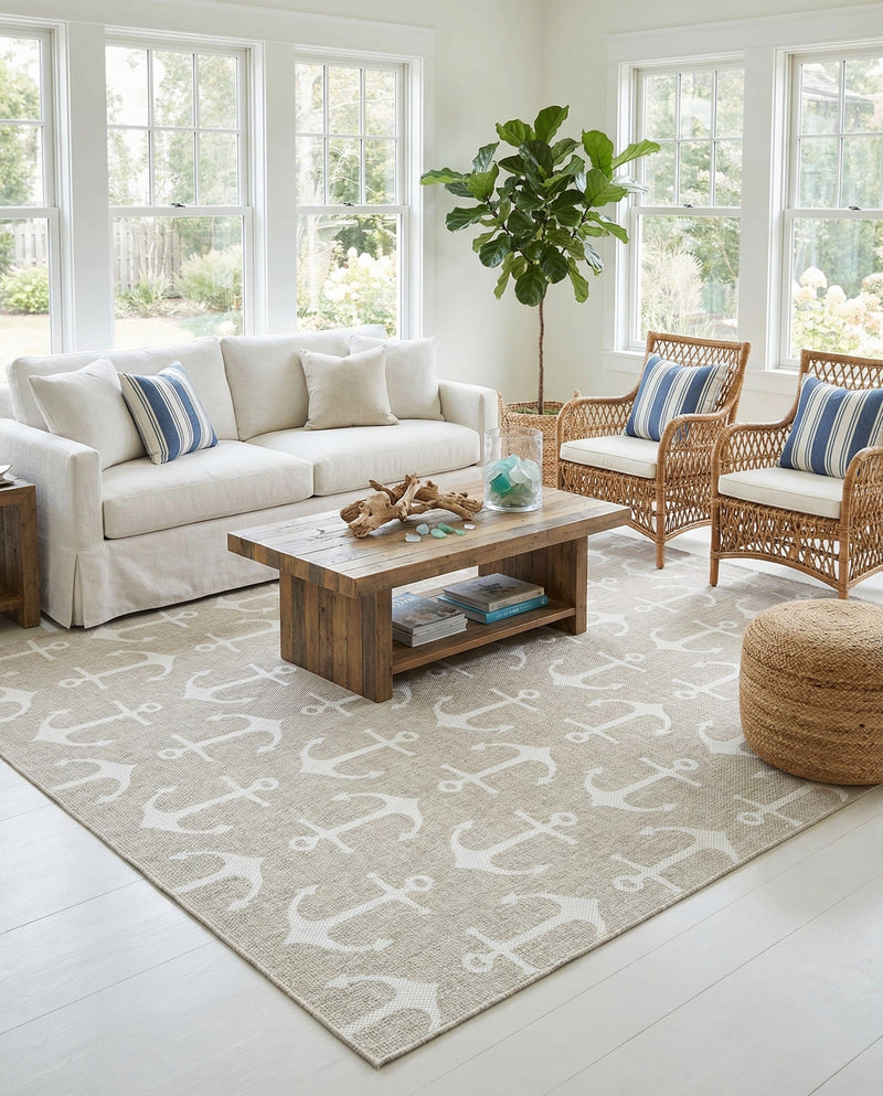 Seaside Haven Rugs Collection Area Rug - Sapphire (Gray) Square Gray  lifestyle 53