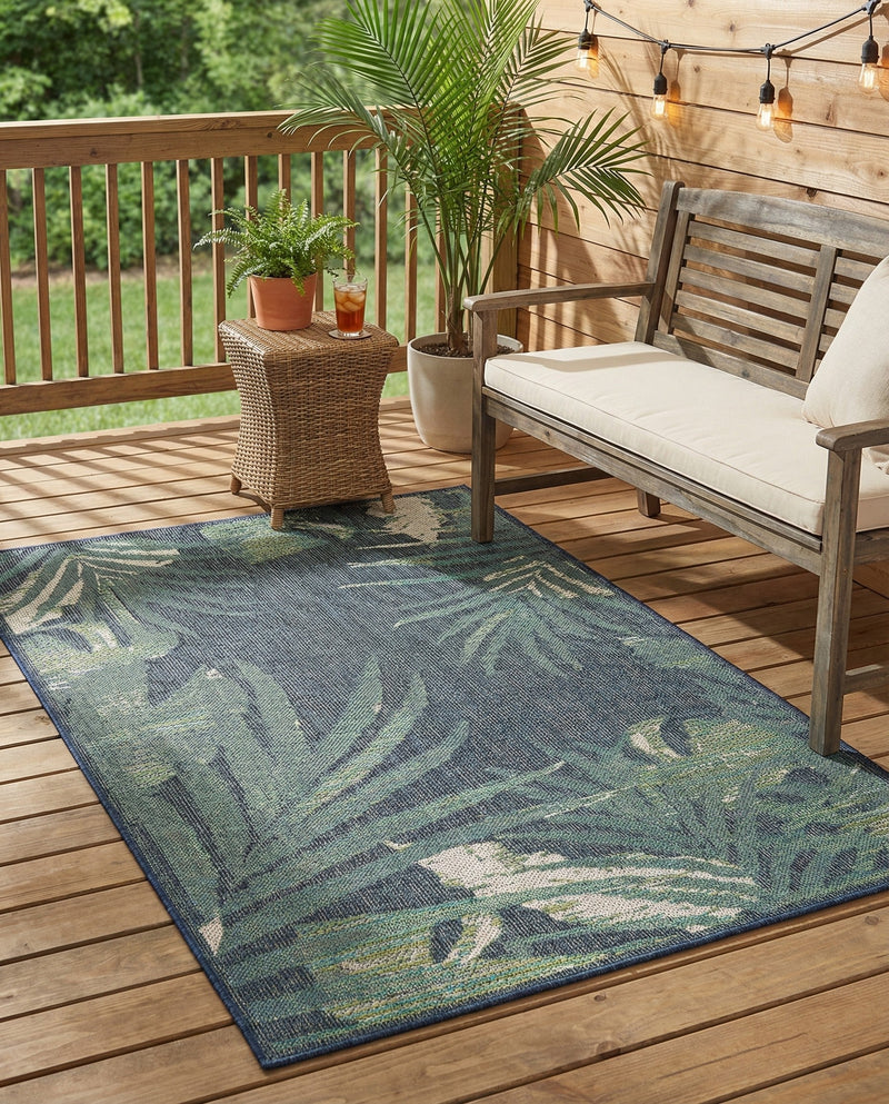 Coastal Terrace Collection Area Rug -  Anchor Rectangle Navy Blue  lifestyle 13