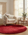 Plush Oasis Collection Area Rug - Serenity (Cherry Red) Round Cherry Red  lifestyle 47