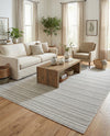 Seaside Stripes Collection Area Rug -  Boardwalk (Beige) Rectangle Beige  lifestyle 22