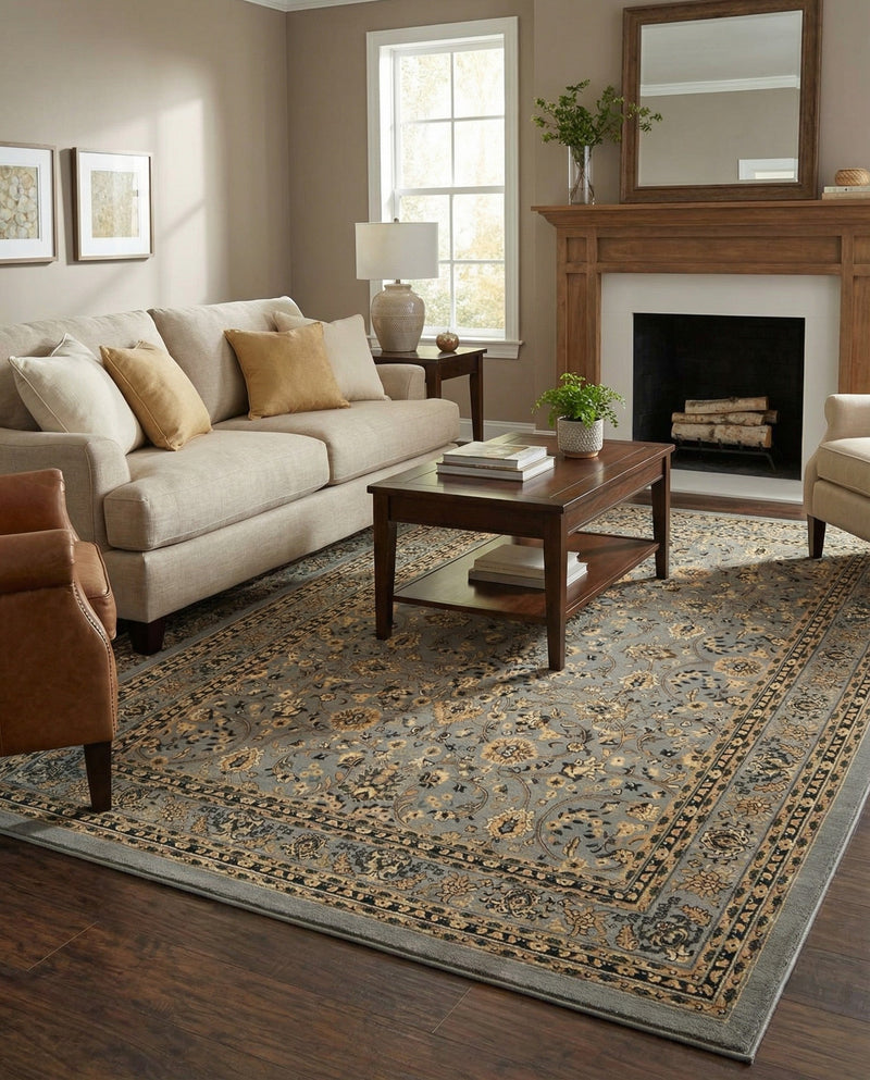 Isfahan Elegance Collection Area Rug - Naghsh-e Jahan (Gray) Rectangle Gray  lifestyle 19