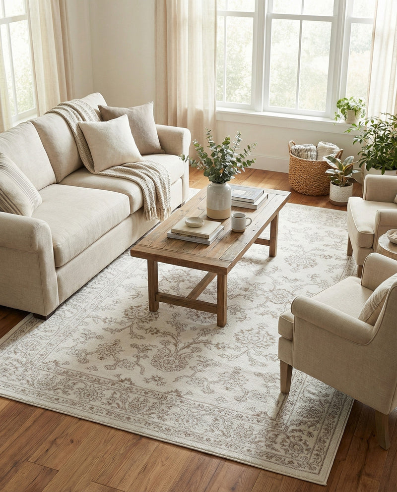 Savannah Elegance Collection Area Rug - Augusta (Ivory) Rectangle Ivory  lifestyle 10