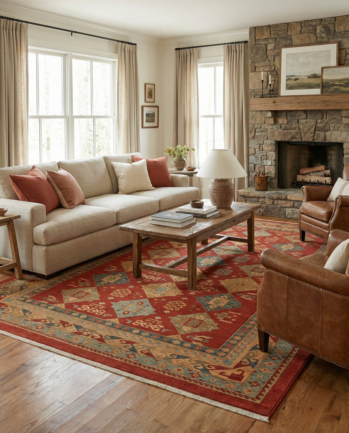 Persian Elegance Collection Area Rug -  Tabriz Rectangle Red  lifestyle 4