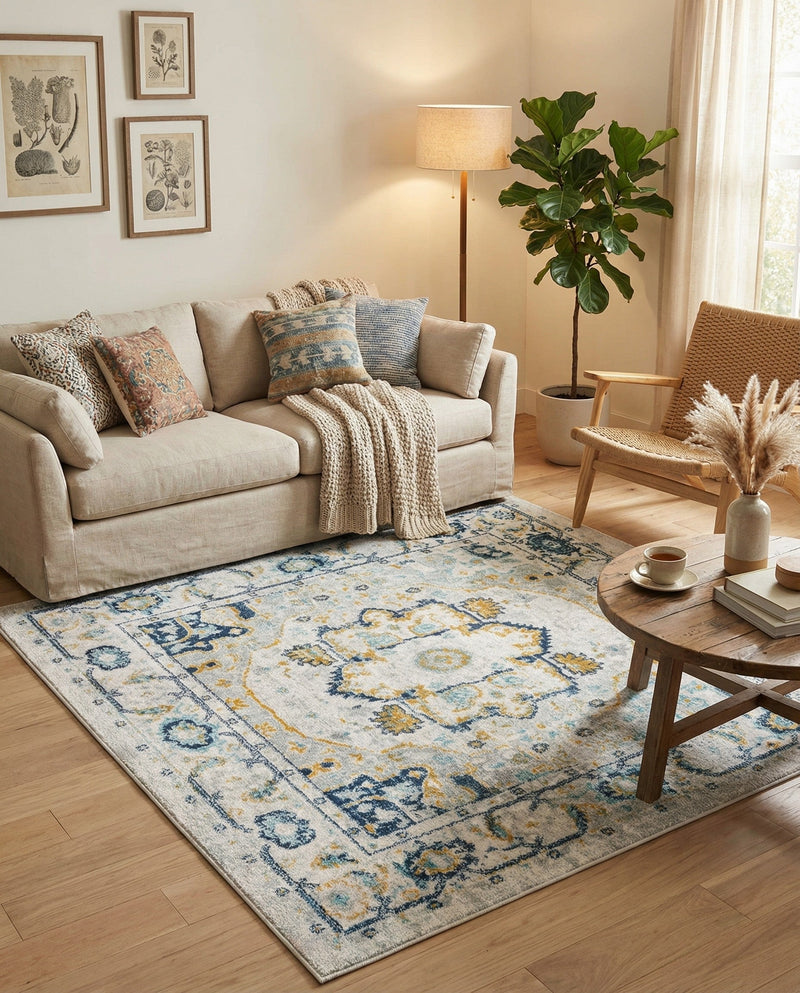 Parisian Elegance Collection Area Rug - Versailles (Gray) Square Gray  lifestyle 44