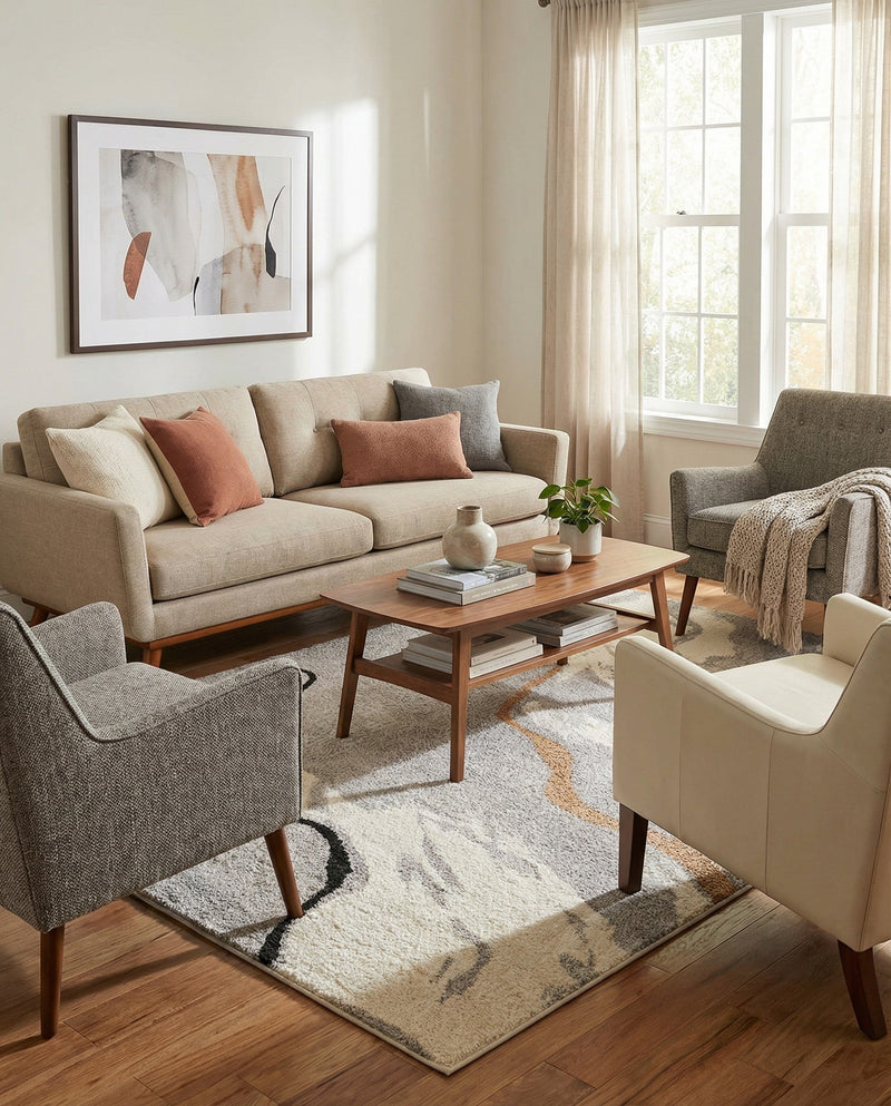Sienna Collection Area Rug -  Tuscany Rectangle Gray and Ivory  lifestyle 19
