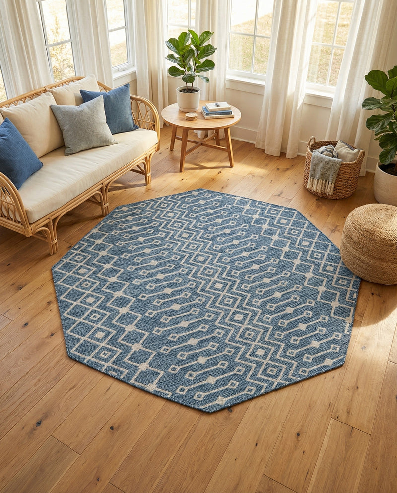 Savannah Pergola Collection Area Rug -  Pergola (Blue) Octagon Blue  lifestyle 43
